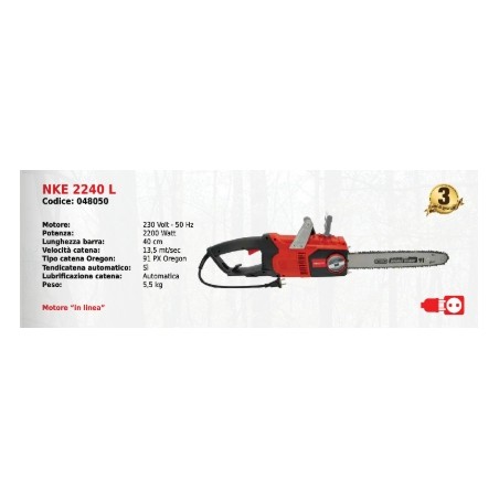 Elettrosega NKE 2240 L NOVATEC con motore 230 Volt - 50 Hz 2200 Watt | Newgardenmac.com