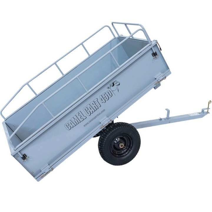 Metal tipping trailer for lawn tractor, including sides | Newgardenmac.com