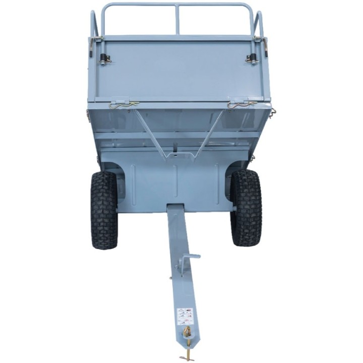 Remorque basculante métallique pour tracteur tondeuse, côtés inclus | Newgardenmac.com