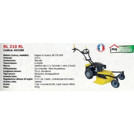 RL 210 RL 53 cm SERIE ROQUES ET LECOEUR faucilleuse avec moteur RV 225 OHV 223 cc | Newgardenmac.com