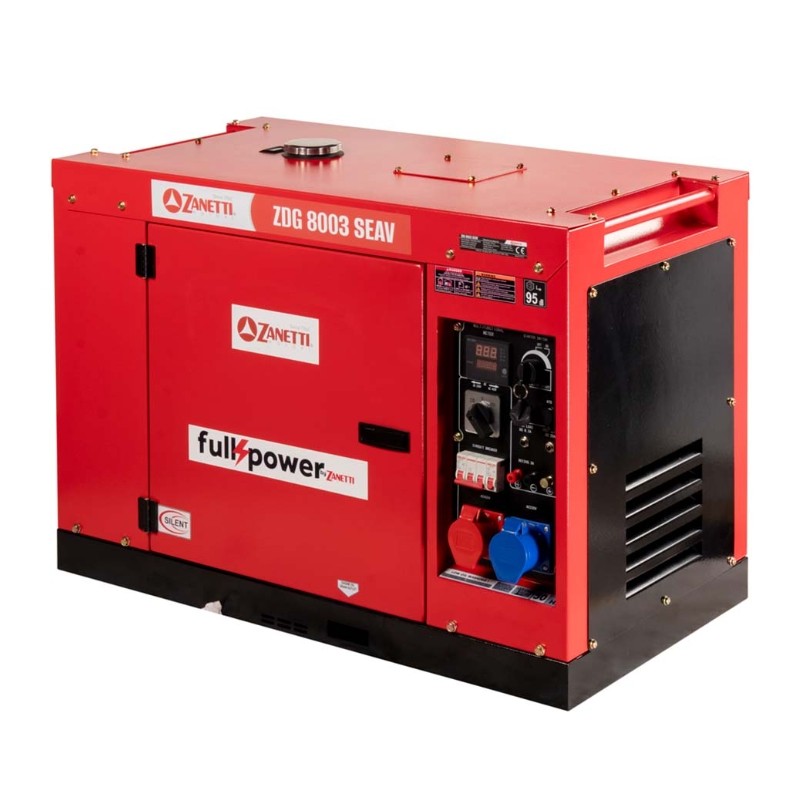 Generatore diesel silenziato ZANETTI ZDG8003SEAV monofase - trifase full power