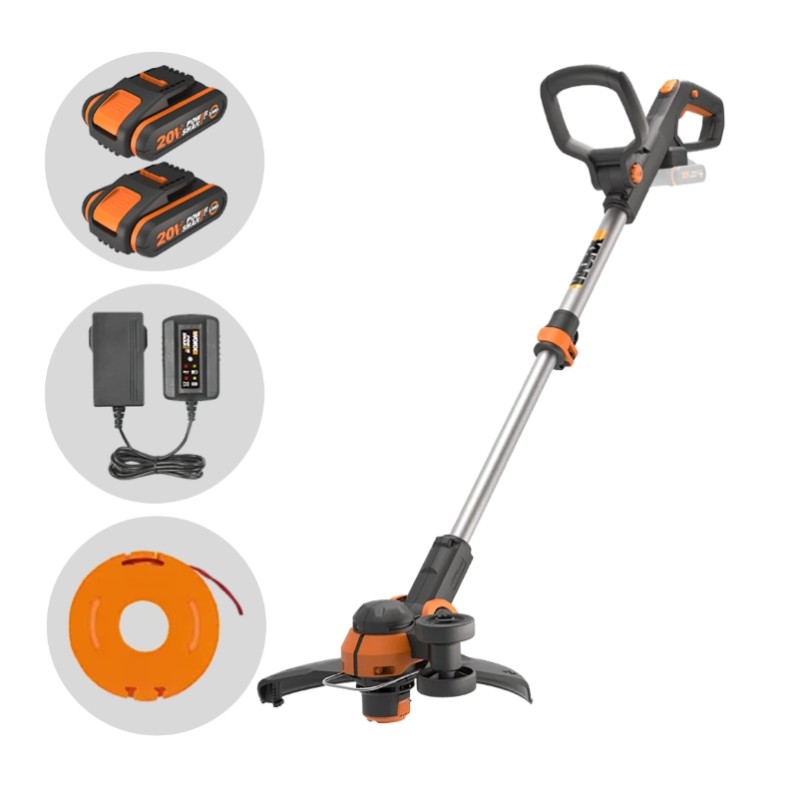 WORX WG163E 20V 2.0 Ah Akku-Trimmer mit 2 Akkus und Ladegerät
