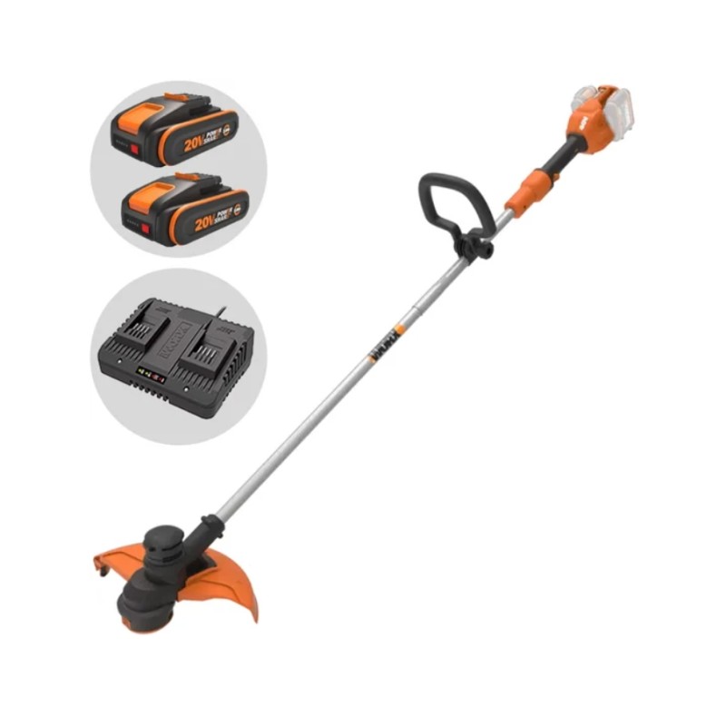 WORX WG183E Akku-Trimmer mit 2 Akkus und Doppelladegerät