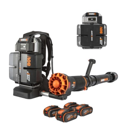 Souffleur à dos à batterie WORX WG572E avec 4 batteries 4,0 Ah et chargeur | Newgardenmac.com