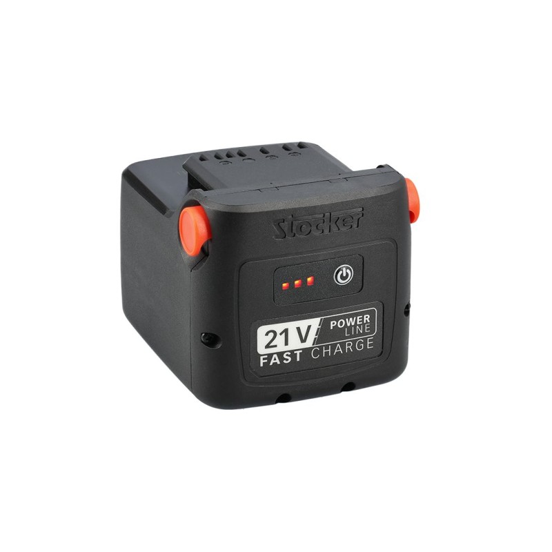 Batería de litio STOCKER de 21 V Power Line, 4,0 Ah, 86,4 Wh, con carga rápida e LED.