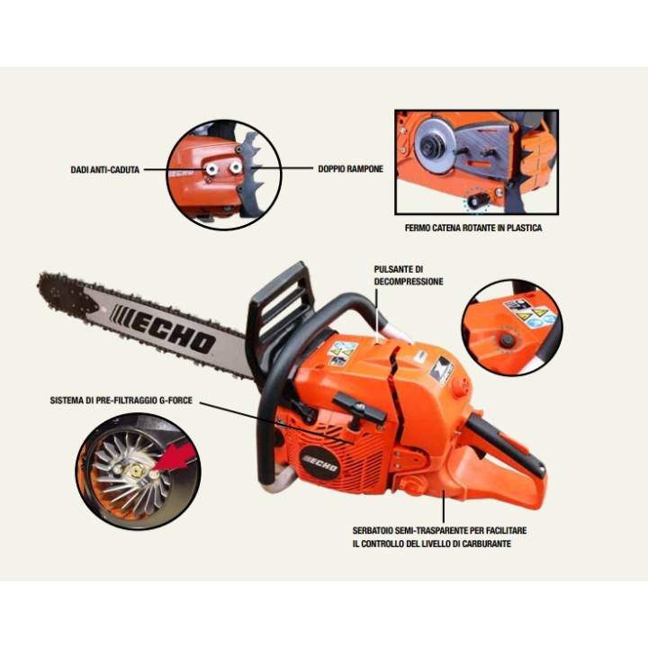 Motosierra profesional de gasolina ECHO CS-621SX, 59,8 cc, 3,24 kW, barra de 50,8 cm. | Newgardenmac.com